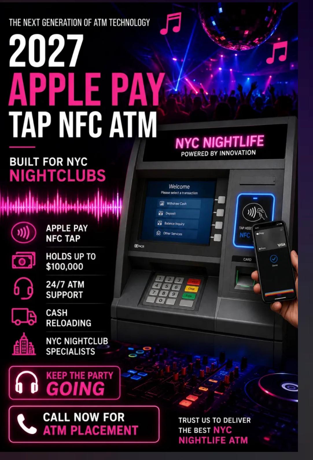 Equipo de Cajeros ATM para Nightclubs trabajando en New York, NY